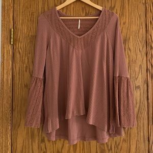 Free People Mauve / Pink Long Sleeve Top Size M